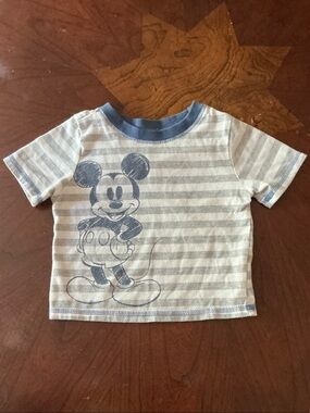 Kids Mickey Mouse - Gray & Blue Striped Tee